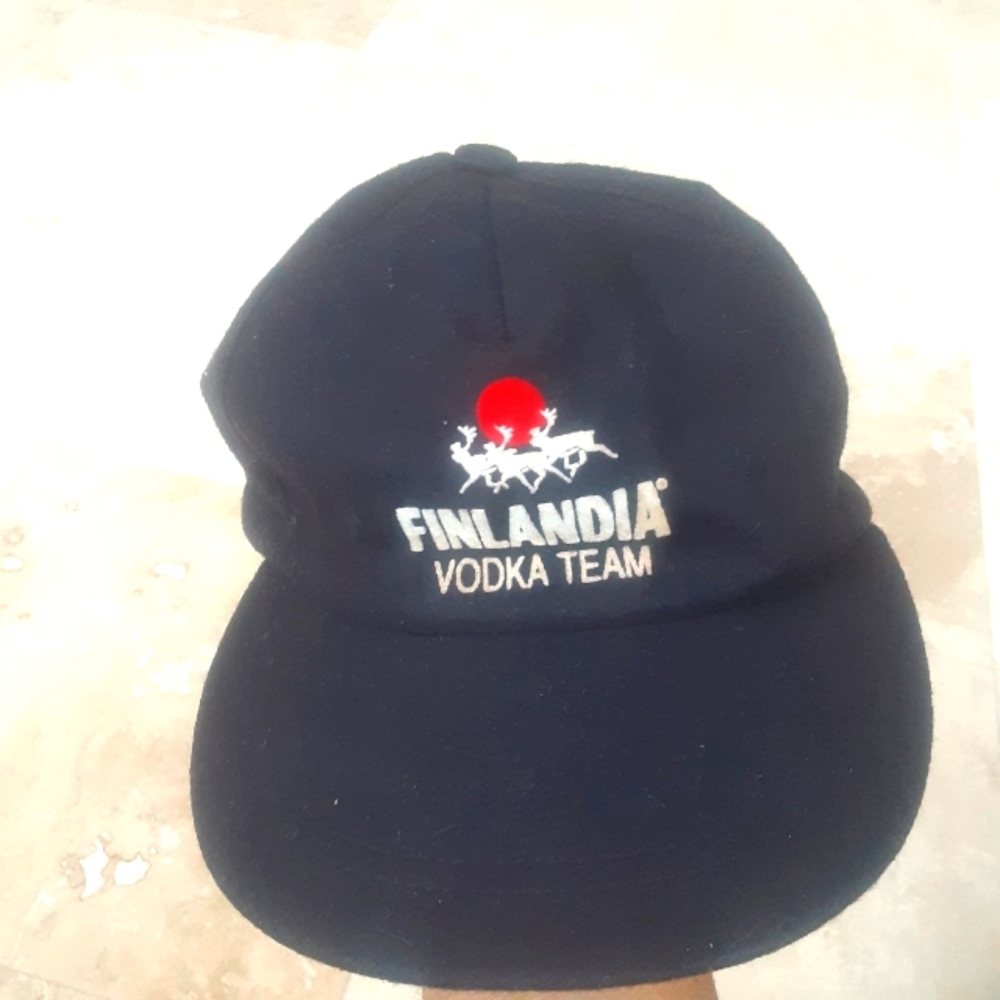 Vintage Y2K Finlandia Vodka Team Wool Baseball Cap, EAR FLAPS!, MADE IN FINLAND!